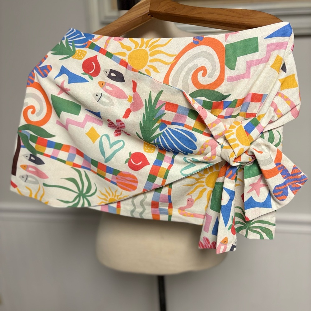Peppermayo Mini Skirt sz6 At First Light Linen Wrap Summer Palm Beach Coastal